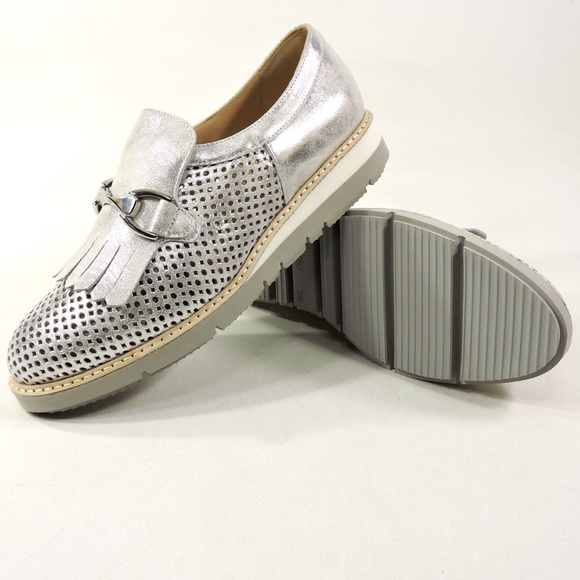 DONNA SOFT 🇮🇹WOMEN'S SILVER SOFT LEATHER COMFORT SUMMER LOAFERS - Picture 7 of 8